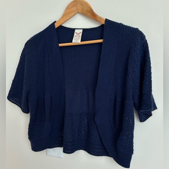 FADED GLORY Navy blue shrug knit sweater.  Size large - Picture 8 of 15